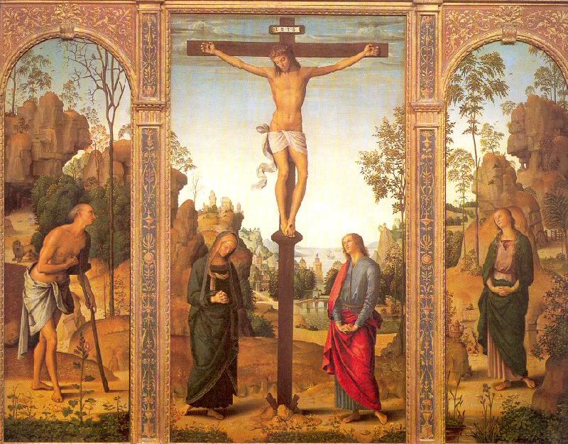 PERUGINO, Pietro The Crucifixion with the Virgin and Saints Germany oil painting art